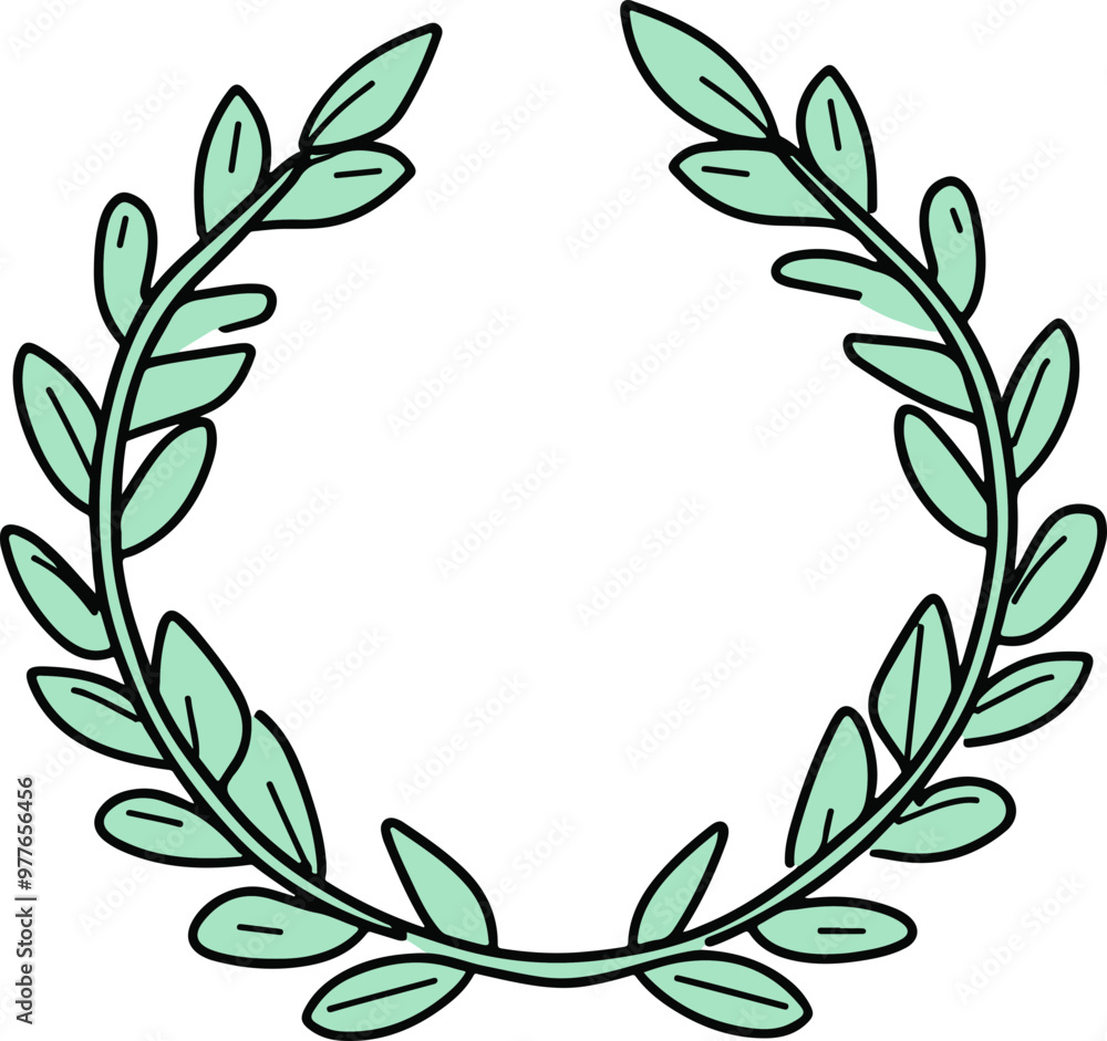 Minimalist Green Laurel Wreath Illustration Minimalist Green Laurel Wreath Illustration