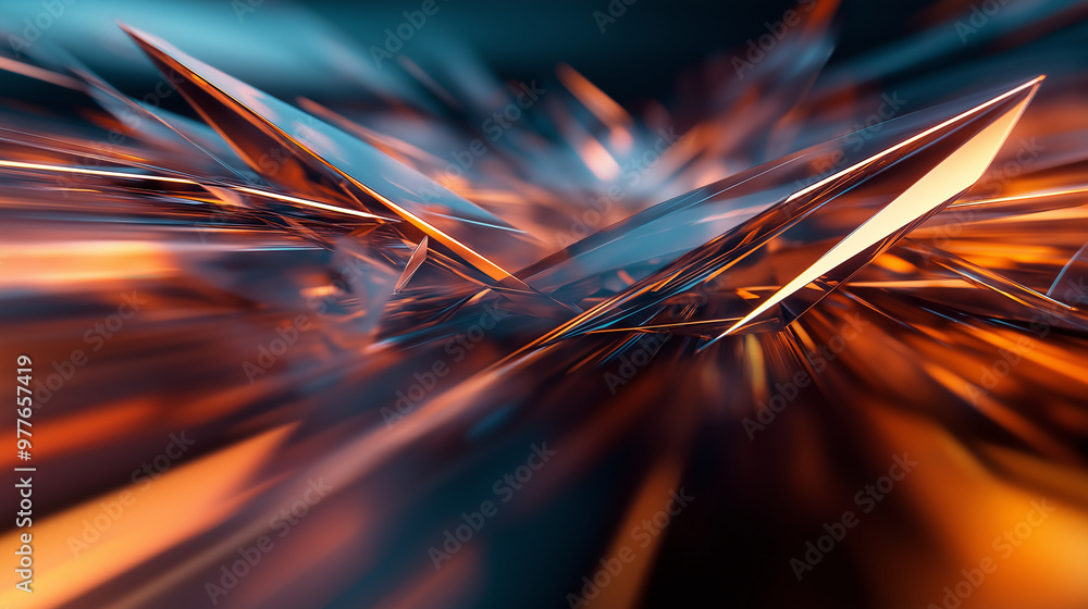 Sharp, triangular prisms twist and intersect in mid-air, forming a ...