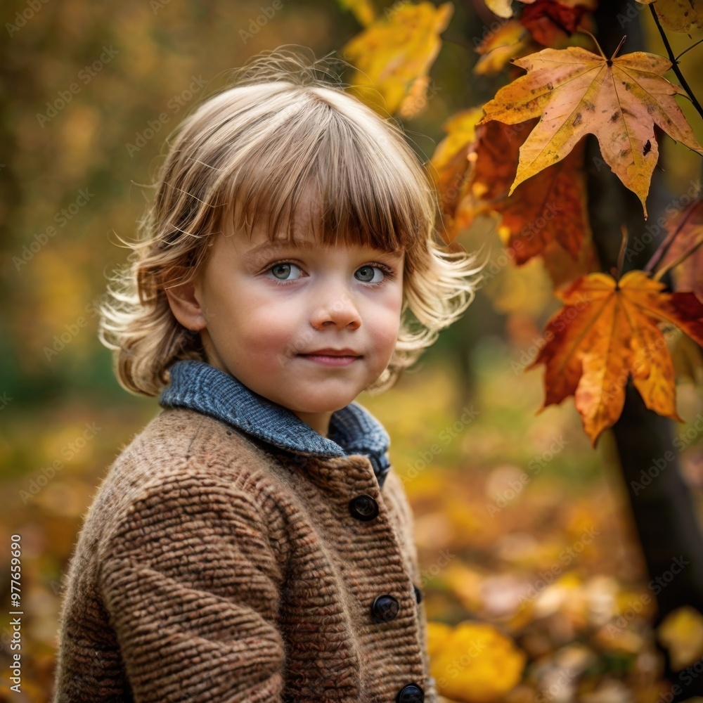 little child in autumn park little child in autumn park