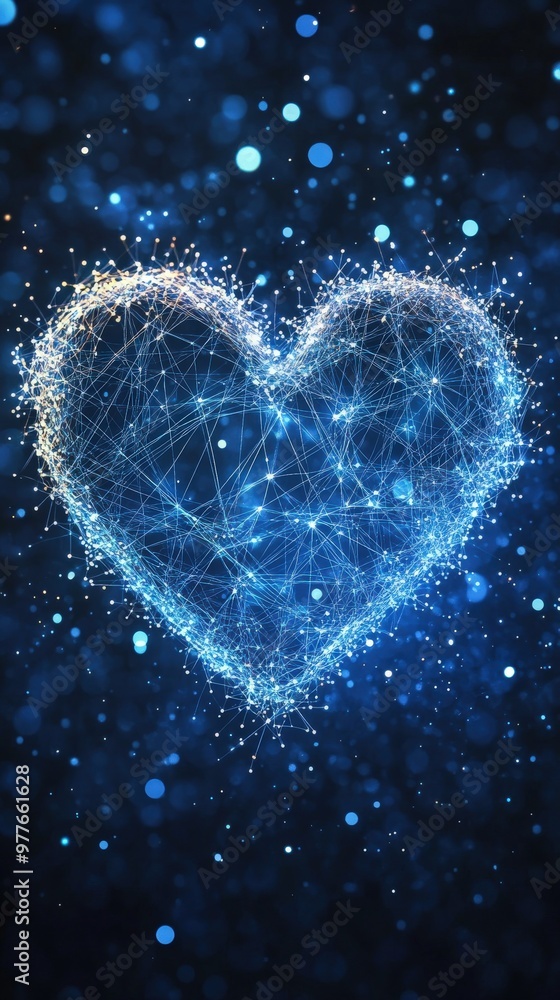 Glowing heart made of lines and dots, tech-inspired Glowing heart made of lines and dots, tech-inspired