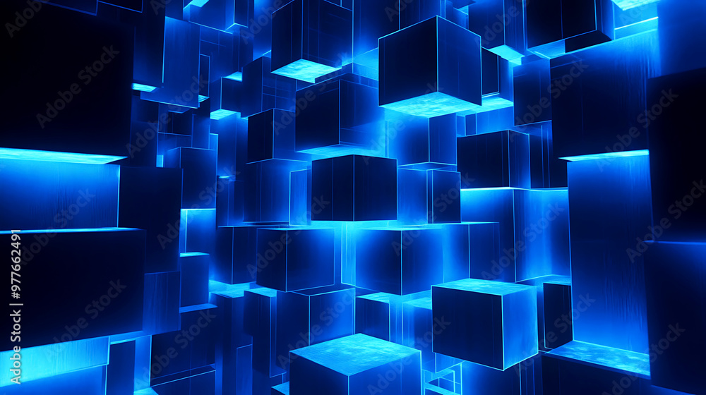 turquoise blue light patterns building up into a grid-like structure turquoise blue light patterns building up into a grid-like structure