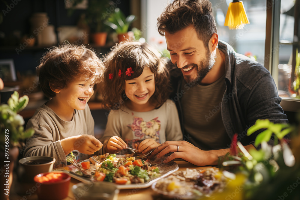 Retrato de una familia feliz comiendo en un restaurante. Reunión familiar, disfrutando de momentos de vacaciones familiares. Retrato de una familia feliz comiendo en un restaurante. Reunión familiar, disfrutando de momentos de vacaciones familiares.
