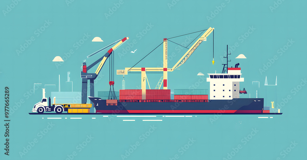 Cargo Ship at Dock with Cranes Loading Shipping Containers for Global Trade Cargo Ship at Dock with Cranes Loading Shipping Containers for Global Trade