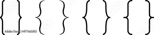 Curly braces, double symmetric brackets. Vector Typography symbols pair, frames for punctuation, maths, elements sign for text quote, mathematics.