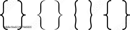 Curly braces, double symmetric brackets. Vector Typography symbols pair, frames for punctuation, maths, elements sign for text quote, mathematics.