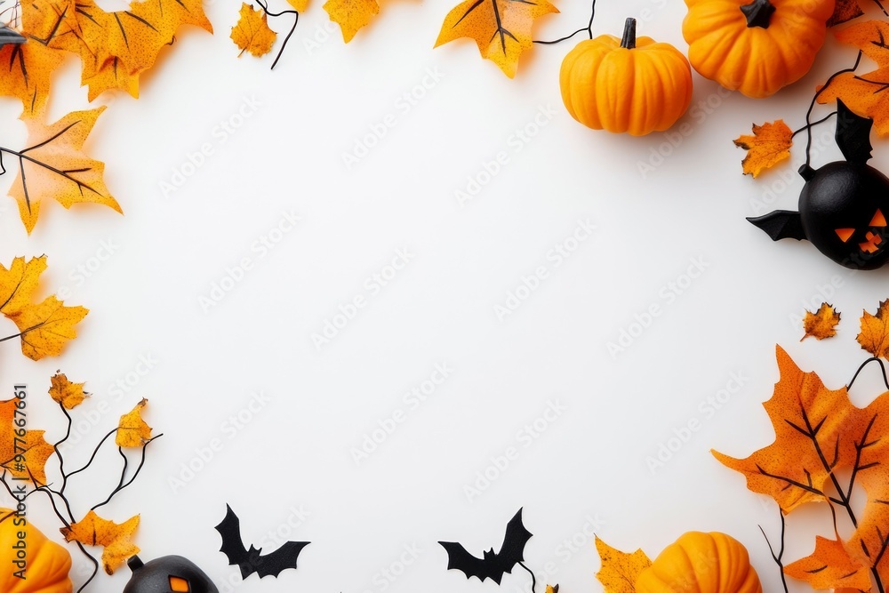 Fototapeta premium Halloween Card border on white background 