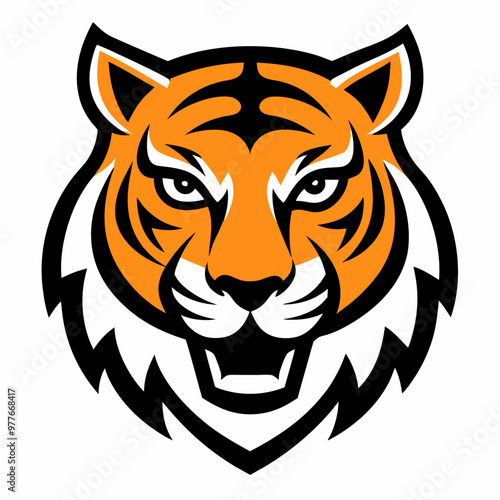 Tiger head mascot line art vector illustration