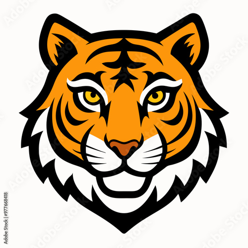 Tiger head mascot line art vector illustration