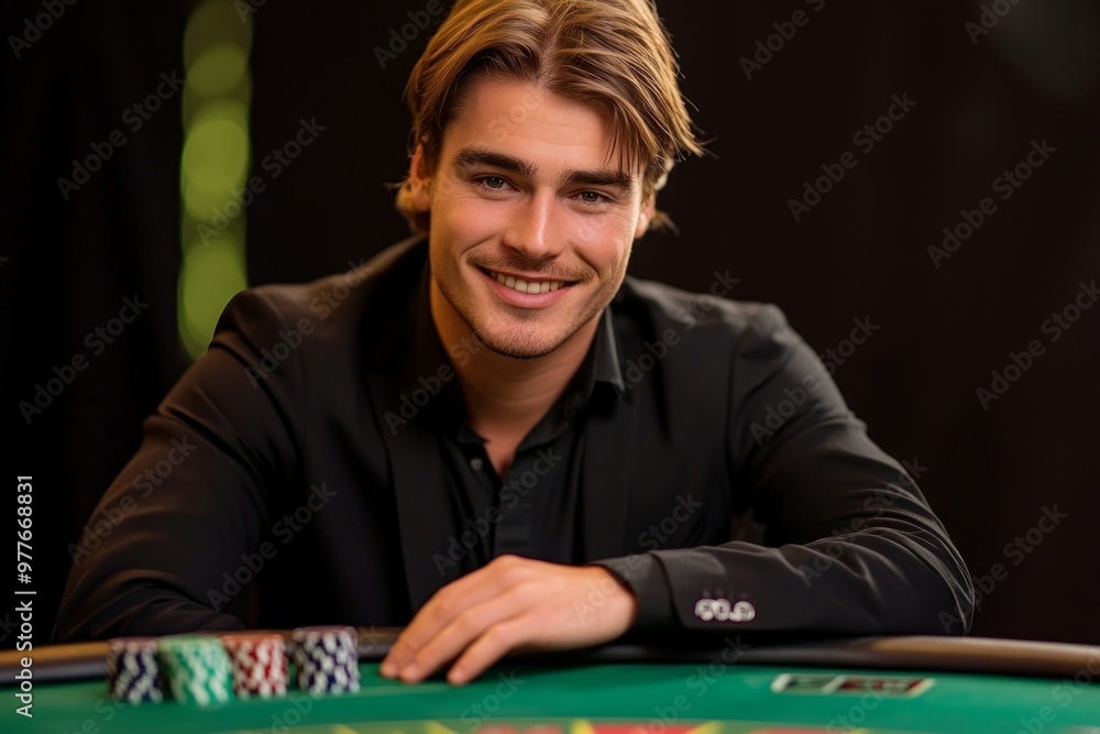 Poker player. Young guy in the casino at the gaming table. Man gambling, card games. Poker player. Young guy in the casino at the gaming table. Man gambling, card games.