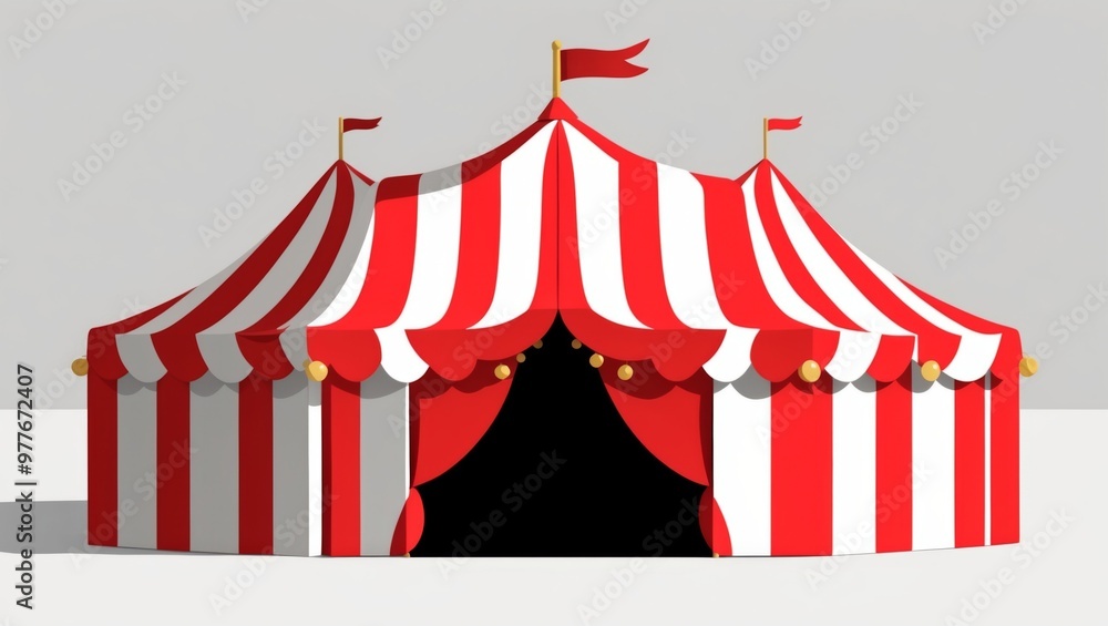 A vibrant red and white striped circus tent A vibrant red and white striped circus tent