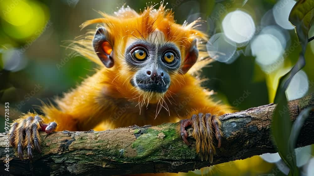 Curious golden monkey exploring its jungle home during the afternoon sunlight Curious golden monkey exploring its jungle home during the afternoon sunlight
