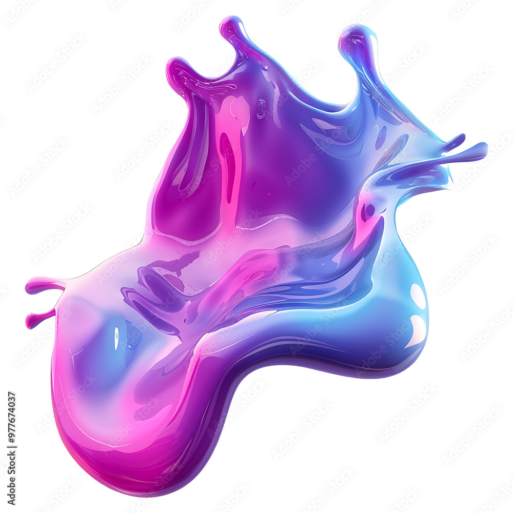 3D render of colorful liquid, with purple and blue colors, isolated on a transparent background 3D render of colorful liquid, with purple and blue colors, isolated on a transparent background