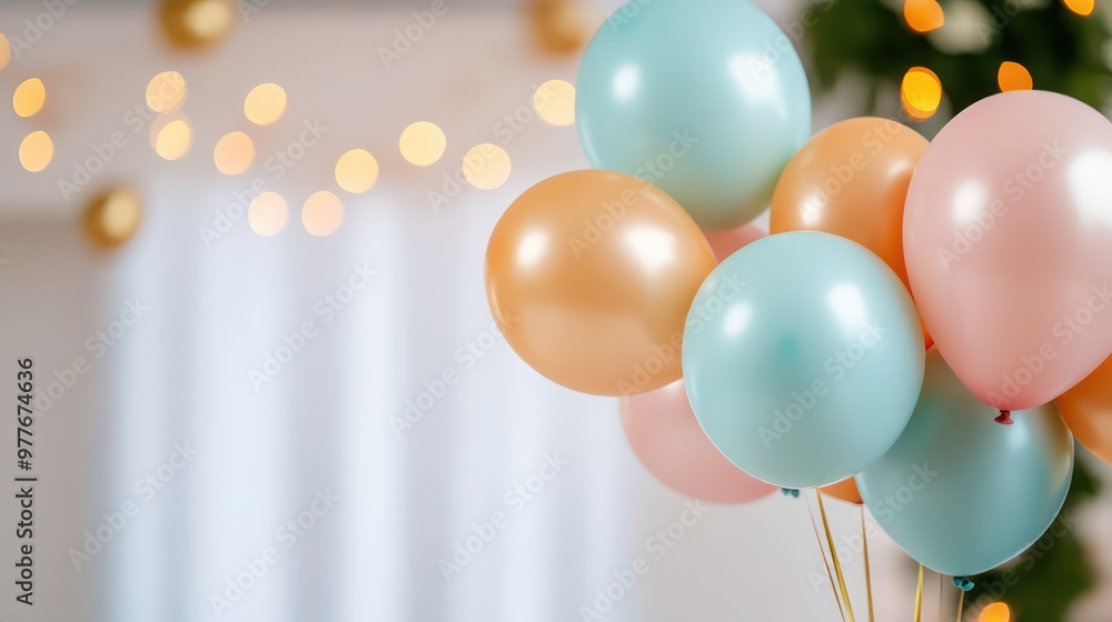 A bunch of colorful balloons are floating in the air. The balloons are of different colors, including pink, orange, and blue. The scene is lively and cheerful A bunch of colorful balloons are floating in the air. The balloons are of different colors, including pink, orange, and blue. The scene is lively and cheerful