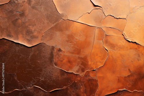 Cracked, textured surface with varying shades of rust and brown colors. The image displays an abstract pattern formed by the peeling and cracking of paint or material.