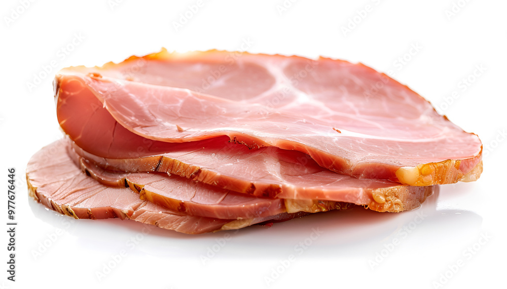 Slice of delicious ham isolated on white Slice of delicious ham isolated on white