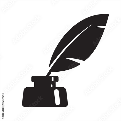 Inkwell and Feather. Stock Vector. 