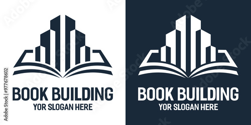 BOOKS AND BUILDINGS LOGO ABSTRACT LINE VECTOR