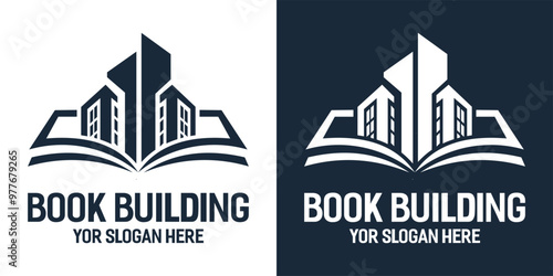 BOOKS AND BUILDINGS LOGO ABSTRACT LINE VECTOR