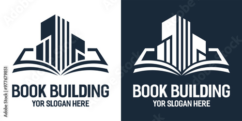BOOKS AND BUILDINGS LOGO ABSTRACT LINE VECTOR