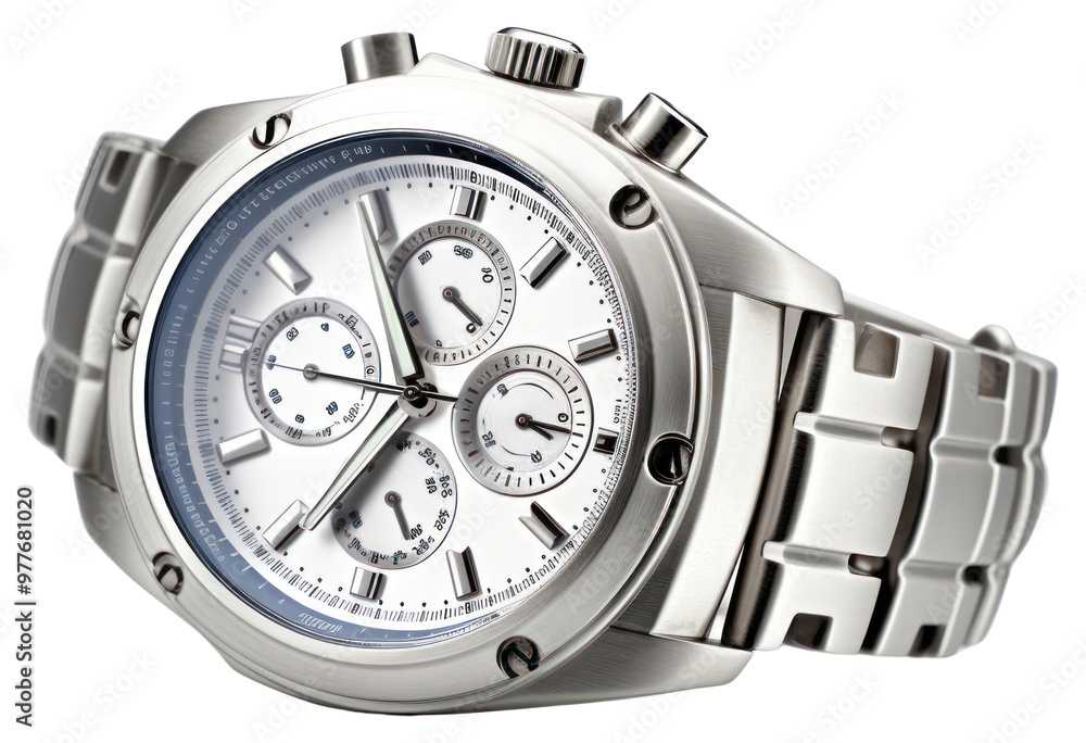 Wristwatch silver white background clockworks. Wristwatch silver white background clockworks.