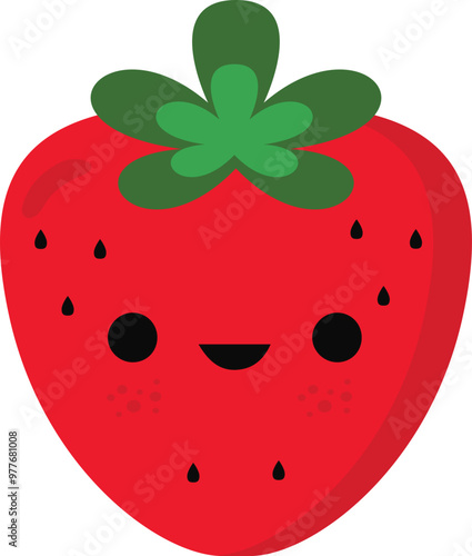Cute cartoon kawaii strawberry fruit