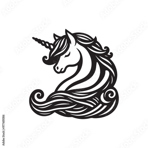 unicorn silhouette, unicorn vector, printed vector