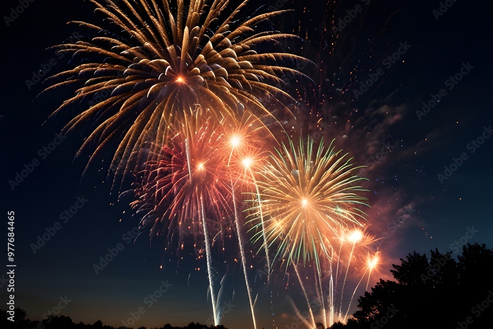 Explosive Fireworks Lighting Up Night Sky in a Colorful Display for Celebrations and Events Explosive Fireworks Lighting Up Night Sky in a Colorful Display for Celebrations and Events
