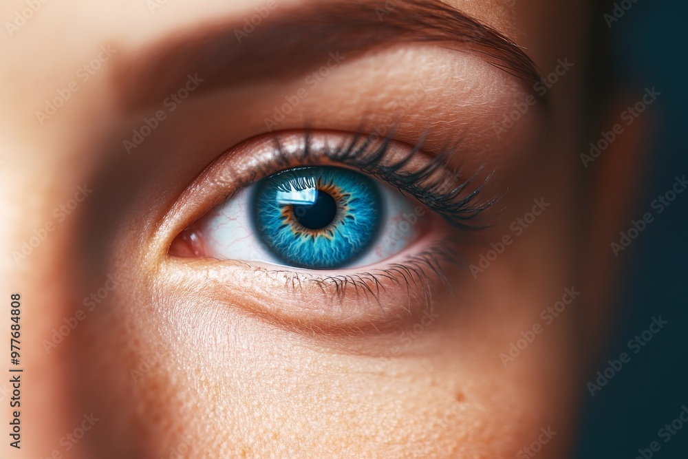 Close up of a blue eye with soft lighting symbolizing clarity vision and the delicate balance between human perception and light in a peaceful serene setting Close up of a blue eye with soft lighting symbolizing clarity vision and the delicate balance between human perception and light in a peaceful serene setting
