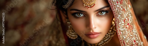 Stunning Indian bride adorned with traditional attire and elegant jewelry