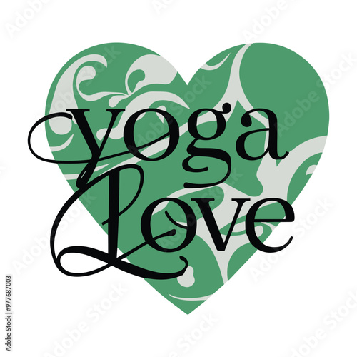 I love yoga Vector art Illustration of heart symbol with yoga