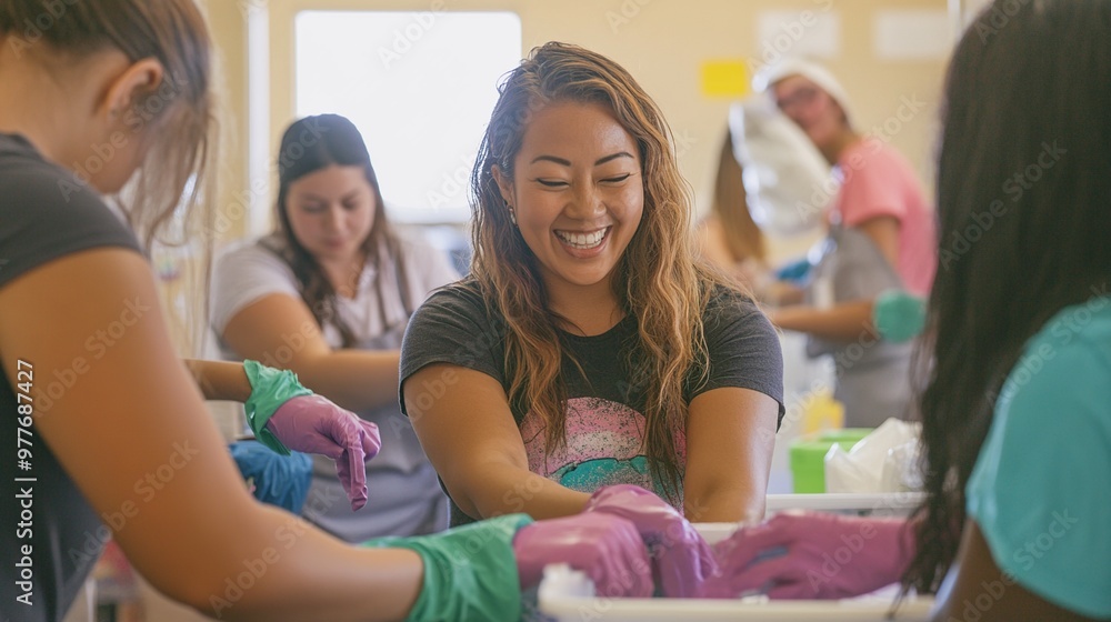 Diverse group of employees engaged in community service projects, showcasing a business commitment to social impact Diverse group of employees engaged in community service projects, showcasing a business commitment to social impact