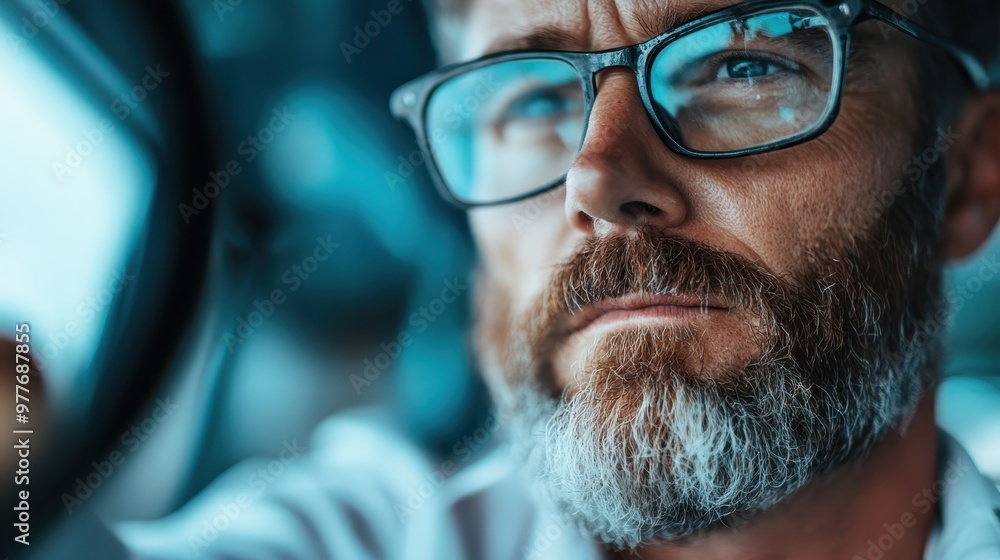 A blurred figure in a vehicle, surrounded by hues of blue and orange, reflecting the complexities of human expression through abstract and color-rich imagery. A blurred figure in a vehicle, surrounded by hues of blue and orange, reflecting the complexities of human expression through abstract and color-rich imagery.