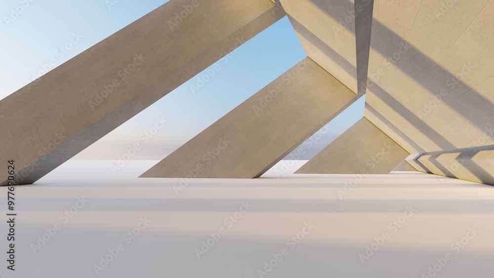 Obraz premium Architecture background geometric arched interior 3d render