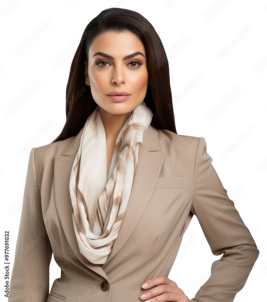 PNG Elegant professional woman wearing scarf PNG Elegant professional woman wearing scarf