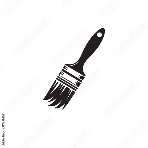 Paintbrush silhouette. Paintbrush logo, icon. Paintbrush vector design isolated on white background.