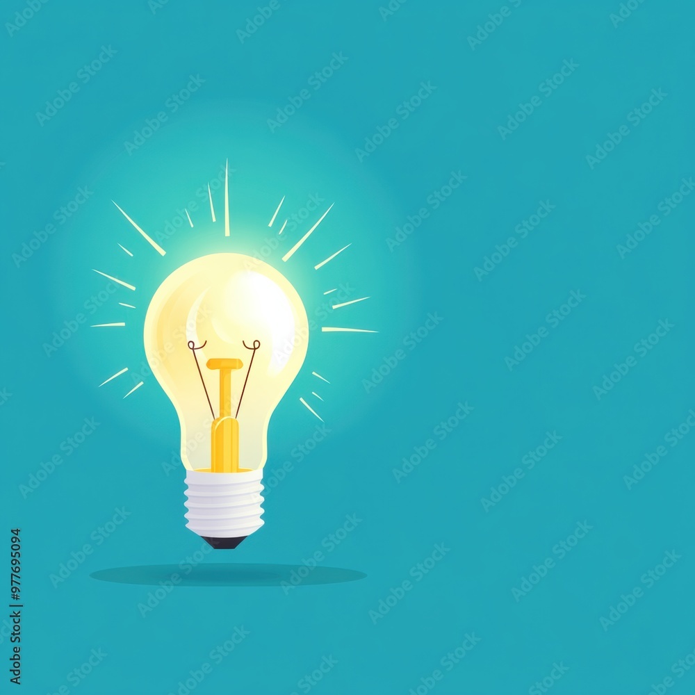 A glowing light bulb illuminating a vibrant teal background, symbolizing ideas and creativity. A glowing light bulb illuminating a vibrant teal background, symbolizing ideas and creativity.