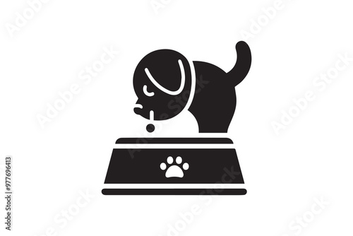 dog with bowl vector