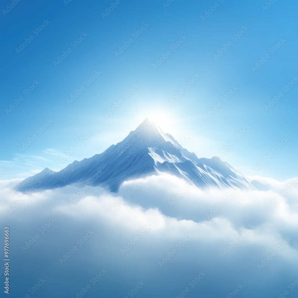 A majestic mountain peak rises above clouds, illuminated by sunlight, creating a breathtaking landscape of serenity and wonder. A majestic mountain peak rises above clouds, illuminated by sunlight, creating a breathtaking landscape of serenity and wonder.