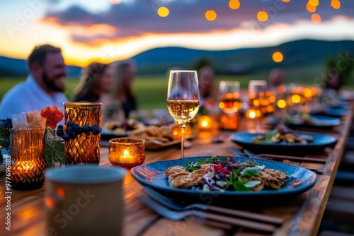 Authentic farm-to-table dinner brings guests together in a rural setting to enjoy fresh, locally sourced food photo