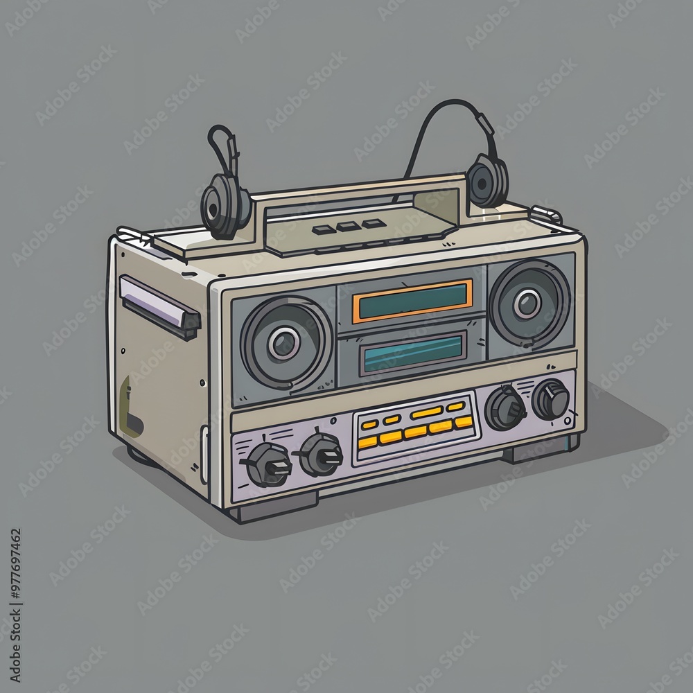 Illustration of a retro boombox, ideal for a nostalgic background or wallpaper Illustration of a retro boombox, ideal for a nostalgic background or wallpaper