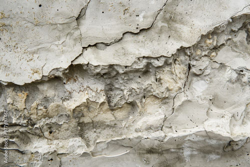 A large, cracked wall with a rough texture