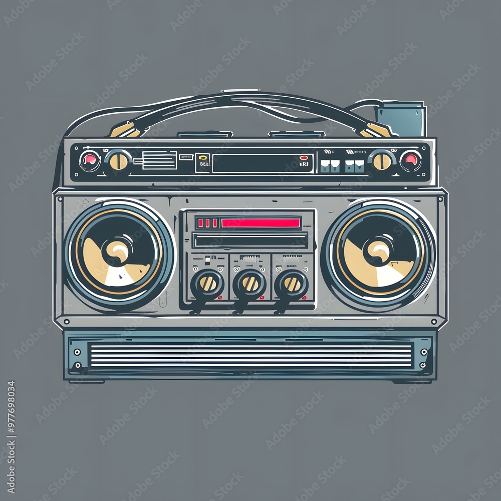 Fototapeta premium Illustration of a retro boombox, ideal for a nostalgic background or wallpaper