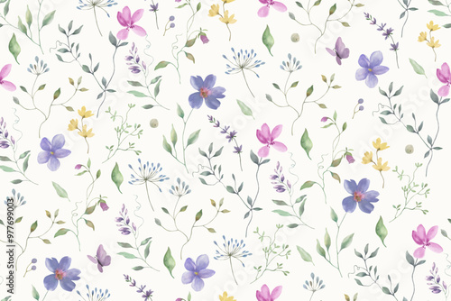 Seamless watercolor pattern. Hand drawn illustration isolated on pastel background, Vector EPS.