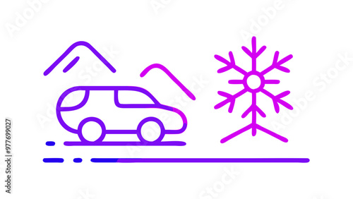 winter car trip icon