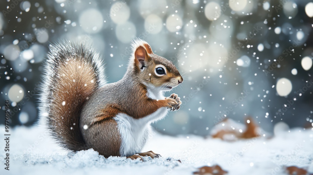 squirrel in the winter with the snow squirrel in the winter with the snow