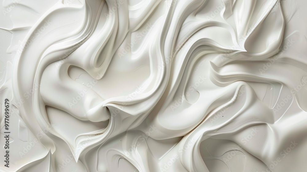 Fototapeta premium Soft white fabric draped elegantly with flowing creases and folds creating a serene texture and appearance