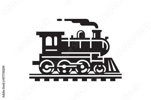 Locomotive train clip art vector silhouette illustration isolated in white background