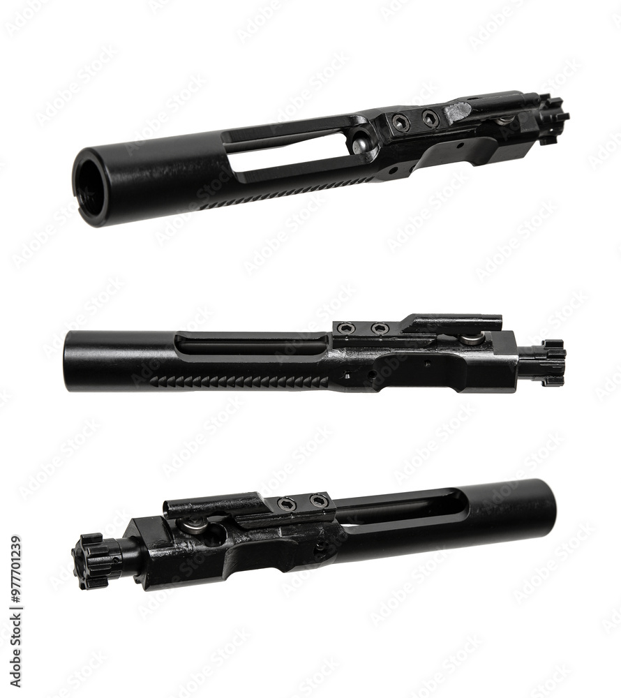 5.56 mm Assault Rifle Bolt isolated on white back 5.56 mm Assault Rifle Bolt isolated on white back