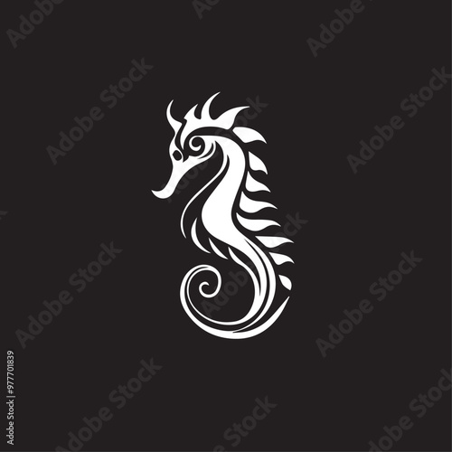 Seahorse in cartoon, doodle style . Image for t-shirt, web, mobile apps and ui. Isolated 2d vector illustration in logo, icon, sketch style, Eps 10, black and white. AI Generative photo