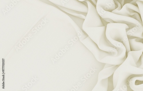 Delicate white fabric with soft folds. 